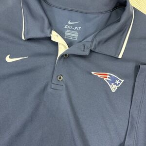 Nike Dri‎ Fit Polo NFL New England Patriots Men's XL Navy Performance Flaw